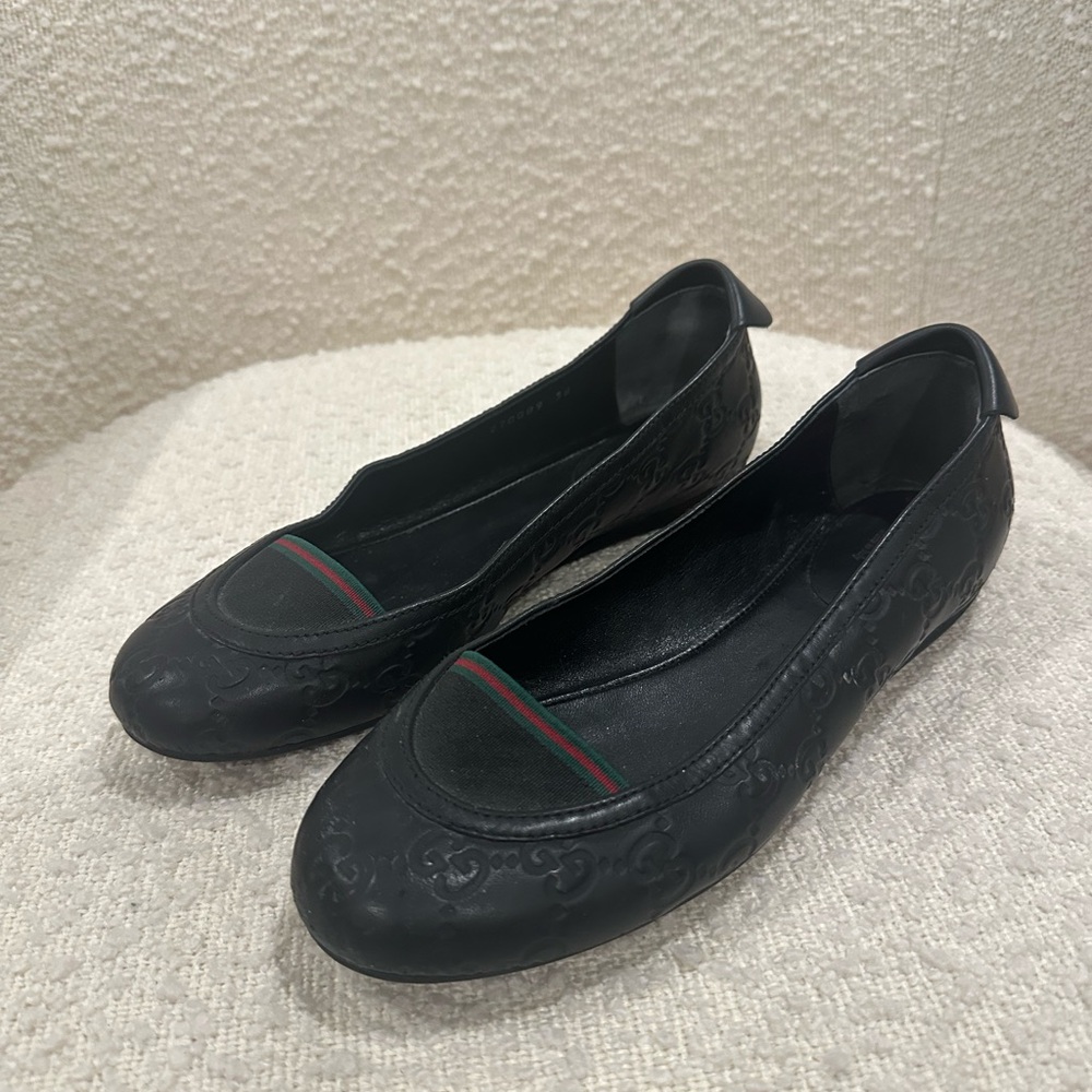 Gucci | Black Guccissima Leather Ballet Flats
